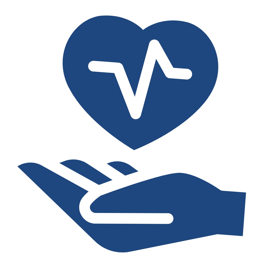 Hand holding a hearth icon